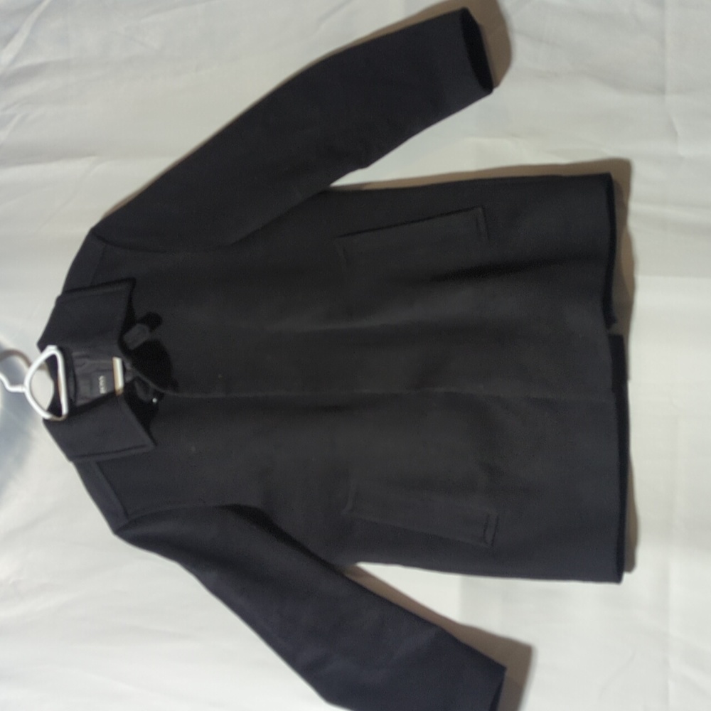 Hugo Boss Men's Size EU 48 Black Cashmere & Virgin Wool Pea Coat